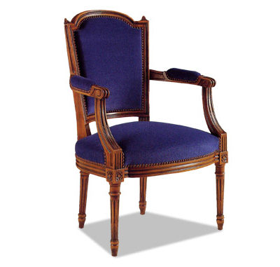 Fauteuil cabriolet Louis XVI Marie Antoinette à clochetons