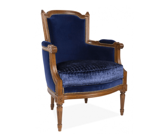 Fauteuil Bergère Louis XVI Marie Antoinette à clochetons