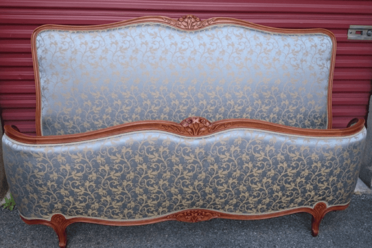 Bois De Lit Demi-corbeille Velours Bleu, Tête Et Pied, 120x190x170 Cm, Occasion