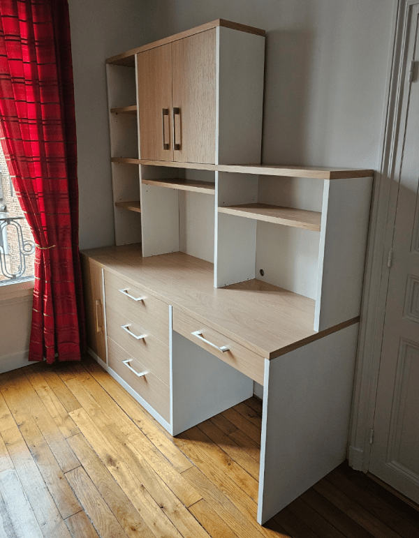 Bibliothèque en chêne, composition sur mesure