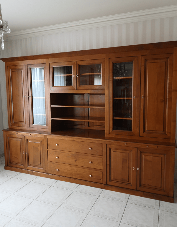 bibliotheque_merisier_composition_sur_mesure Bibliothèque en merisier, avec composition sur-mesure