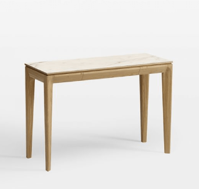 Table console extensible Dasras modèle buzz en chêne et plateau céramique