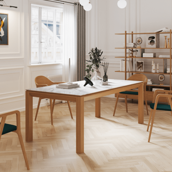 Table dasras clarte en chêne, pieds noirs