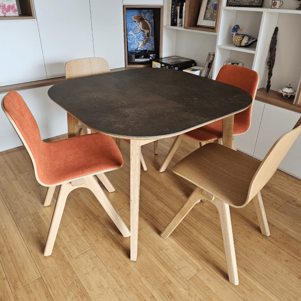 Table snack en chêne et ceramique