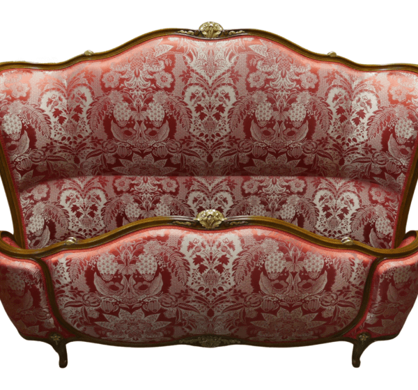 Lit Louis XV corbeille avec tissu Tassinari