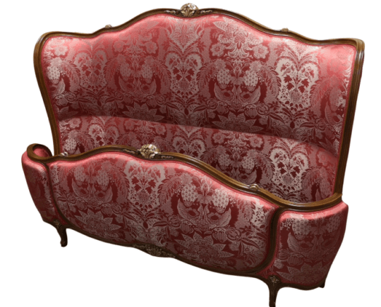 Lit Louis XV corbeille avec tissu Tassinari