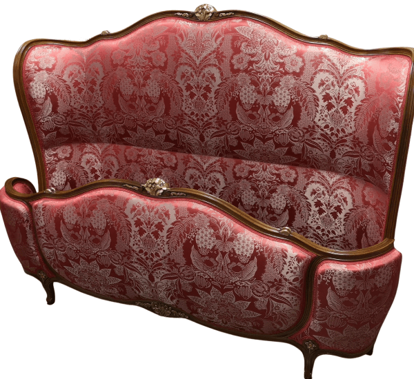 Lit Louis XV corbeille avec tissu Tassinari