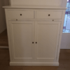 Buffet meuble de rangement en merisier laqué blanc