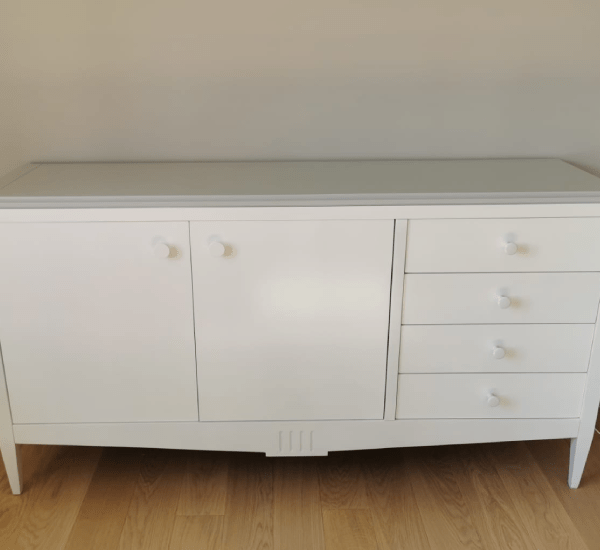 Buffet moderne en laque blanc et gris