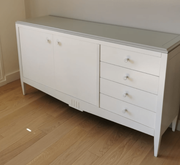 Buffet moderne en laque blanc et gris