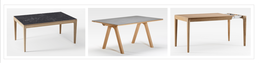 Tables design en chêne et céramique