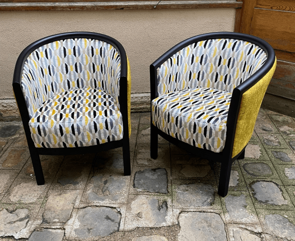 Fauteuils tonneau tissu, personnalisables