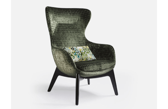 Fauteuil moderne bergère à oreilles en tissu