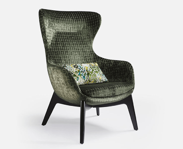 Fauteuil moderne bergère à oreilles en tissu