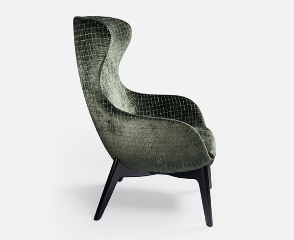 Fauteuil moderne bergère à oreilles en tissu