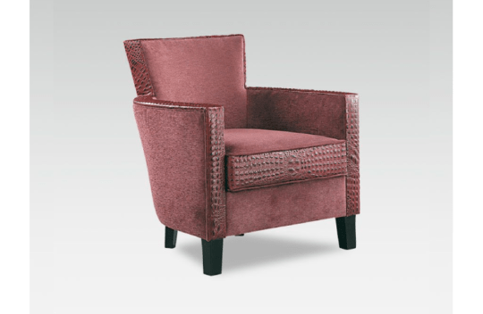 Fauteuil moderne en tissu et cuir, référence Mermoz