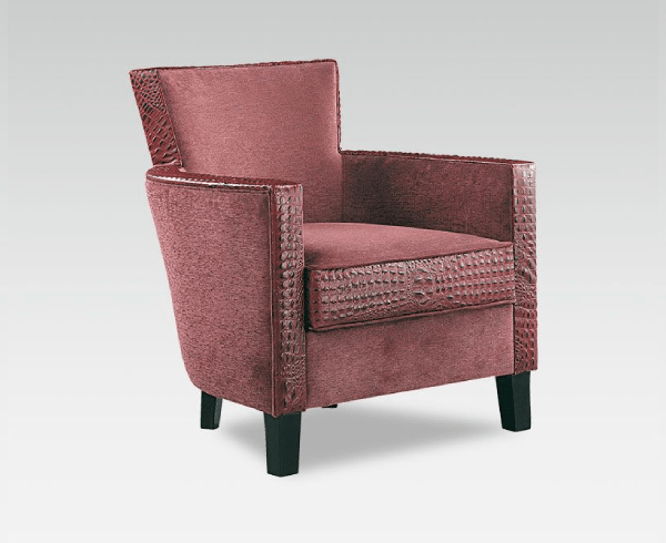 Fauteuil moderne en tissu et cuir, référence Mermoz